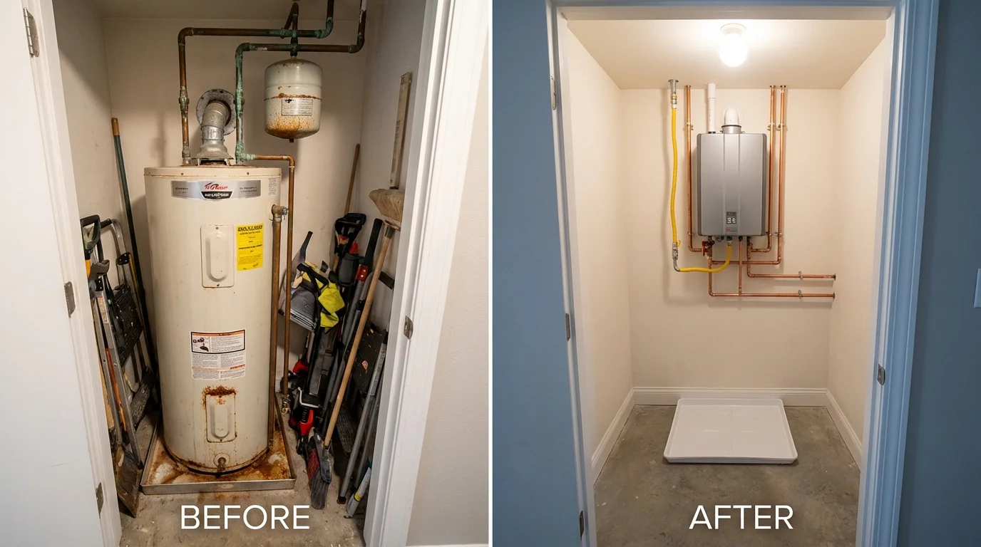 Tank water heater versus wall-mounted tankless unit comparison for Hamburg, NJ homeowners